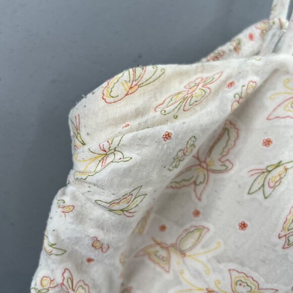 Vintage Y2K No Boundaries Tank Babydoll Top XXL Cream Butterfly Print Padded - Picture 6 of 7